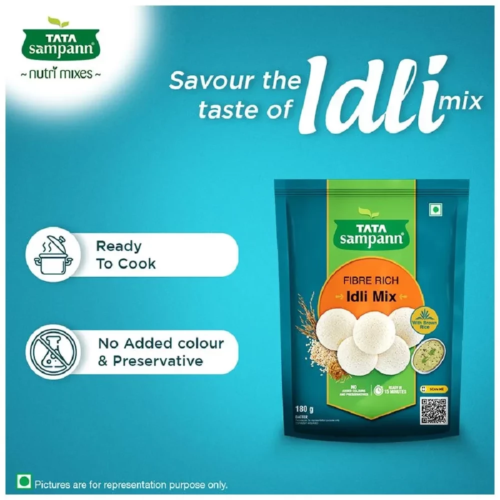 Tata Sampann Fibre Rich Idli Mix - Instant Ready To Cook Mix, 180g-8.webp